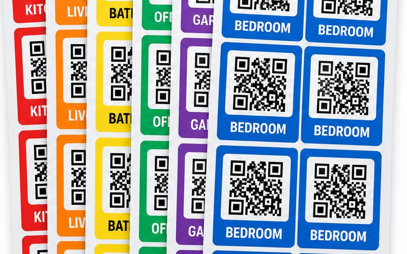 QR code labels (48, color-coded)