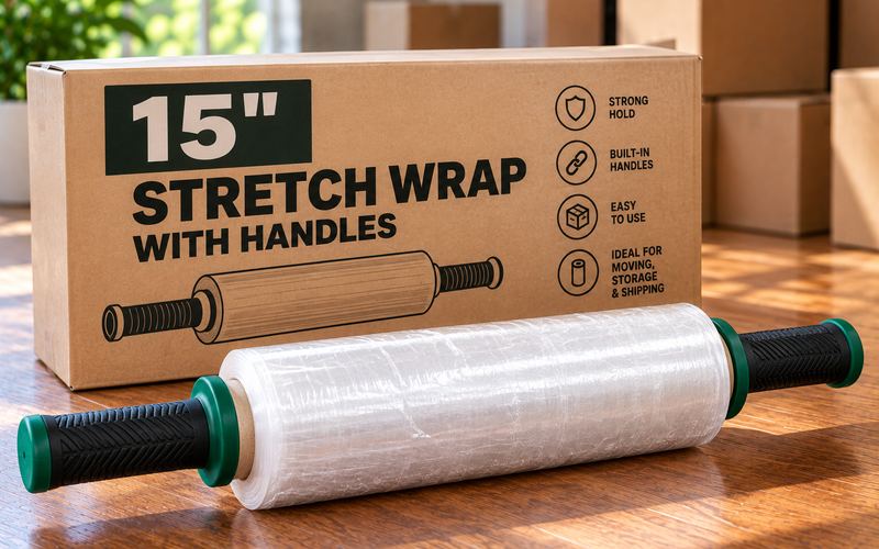 International Plastics 15" stretch wrap with handles
